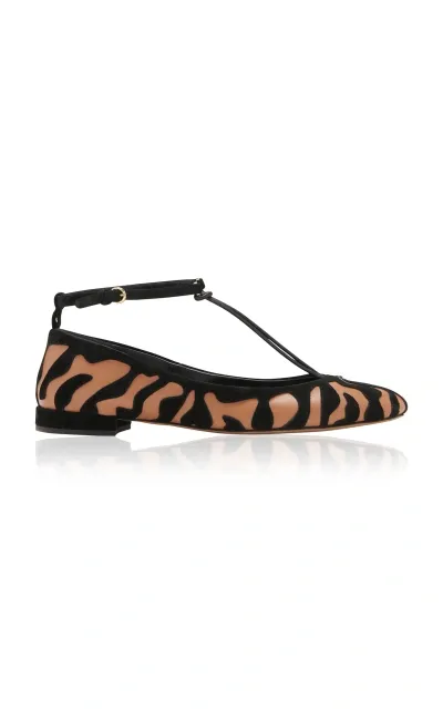 Ulla Johnson Polline T-strap Leather Flats In Animal