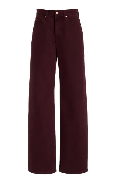 Ulla Johnson Willow Rigid Cuffed Wide-leg Jeans In Burgundy