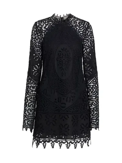 Ulla Johnson Eleni Eyelet-lace Linen Mini Dress In Noir