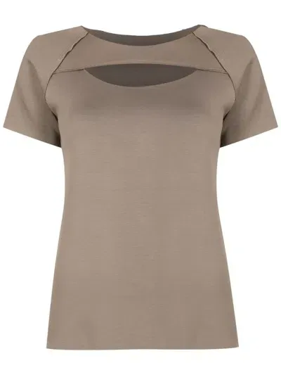 Uma Raquel Davidowicz Cut-out Cotton T-shirt In Grey