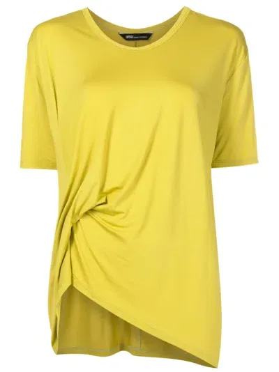 Uma Raquel Davidowicz Gathered Asymmetric Modal T-shirt In Green