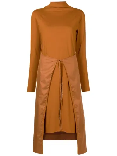 Uma Raquel Davidowicz Long-sleeve Midi Dress In Brown