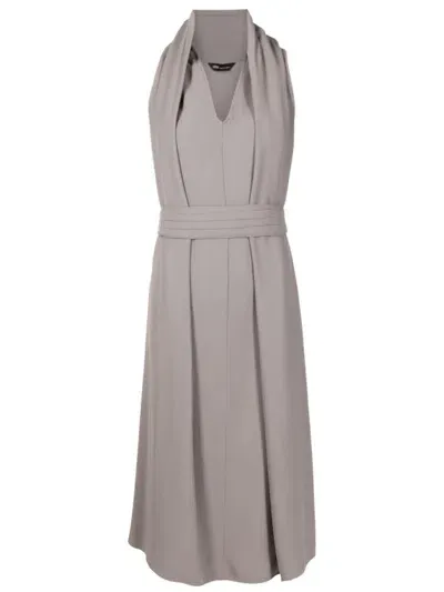 Uma Raquel Davidowicz Torpedo Halterneck Belted-waist Dress In Grey