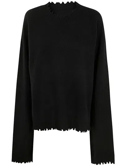 Uma Wang Distressed Knitted Jumper In Black