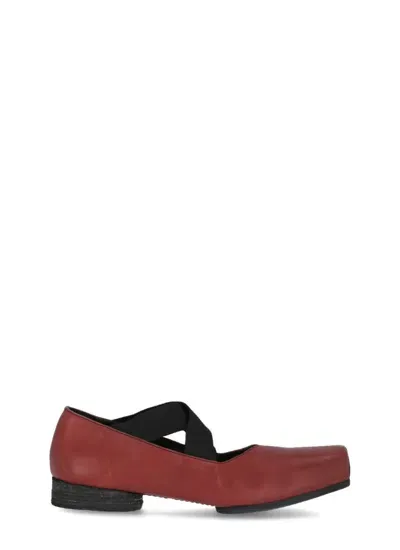 Uma Wang Leather Ballet Shoes In Burgundy