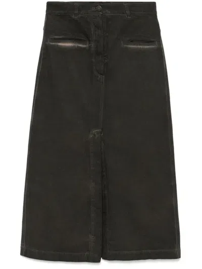 Uma Wang Midi Skirt In Brown