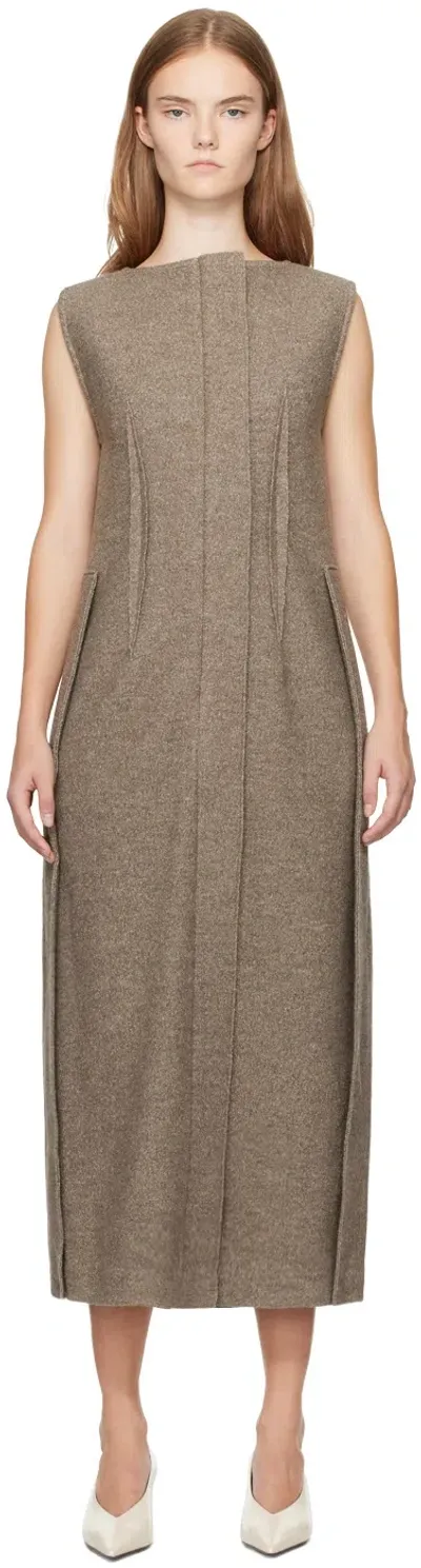 Umber Postpast Beige Wool Felted Midi Dress