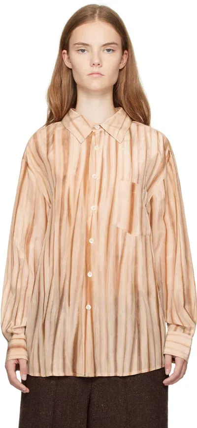 Umber Postpast Orange Persimmon Dyed Silk Classic Shirt