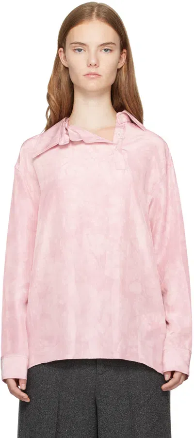 Umber Postpast Pink Natural Coccus Dyed Silk Detachable Collar Shirt