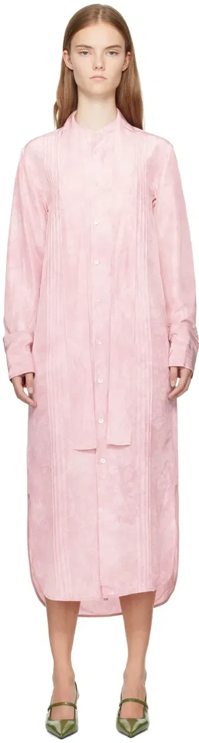 Umber Postpast Pink Natural Coccus Dyed Silk Shirt Midi Dress