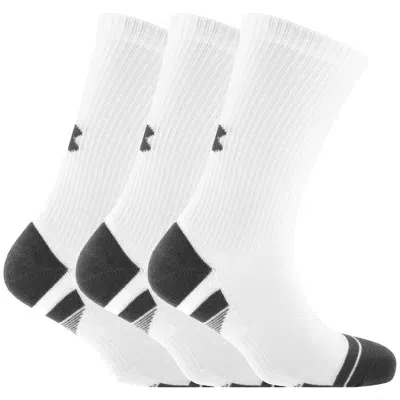 Under Armour Three Pack Heatgear Crew Socks White