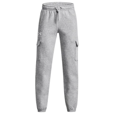 Under Armour Boys   Essential Fleece Cargo Joggers In White/grey Heather