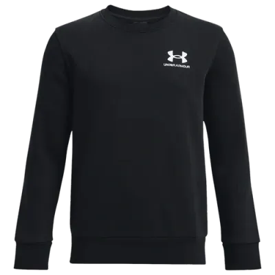 Under Armour Boys   Essential Fleece Crew In Black/white