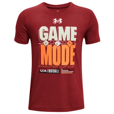 Under Armour Boys   Game On Football Short Sleeve T-shirt In Stadium Red/white