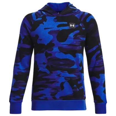 Under Armour Boys   Rival Camo Print Pullover Hoodie In Versa Blue/onyx White