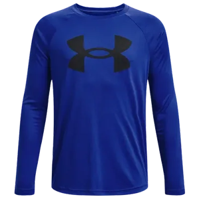 Under Armour Boys   Tech Big Logo L/s T-shirt In Royal/black