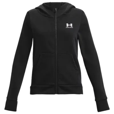 Under Armour Girls   Rival Fleece Full-zip Hoodie In Black/white