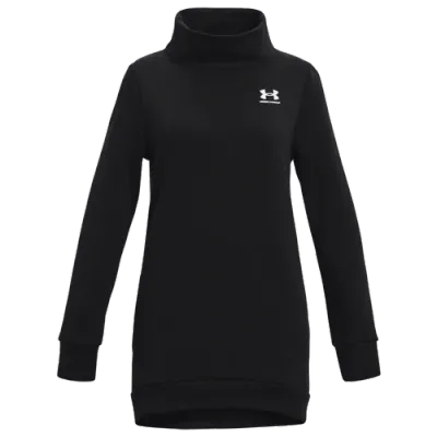 Under Armour Girls   Rival Fleece Funnel Tunic In Black/white