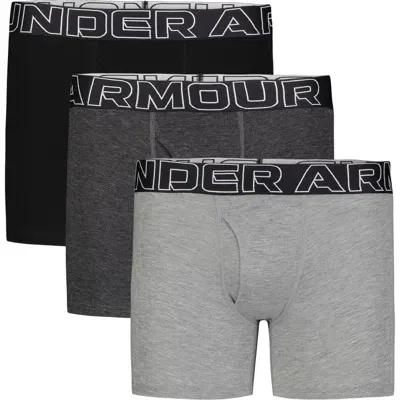 Under Armour Kids' Assorted 3-pack Performance Cotton Boxer Briefs In Steel