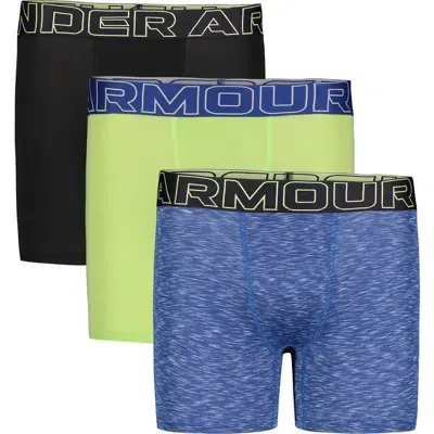 Under Armour Kids' Assorted 3-pack Ua Performance Boxer Briefs In Morph Green