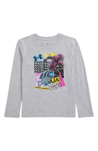 Under Armour Kids' Ua Collage Player Long Sleeve Performance Graphic T-shirt In Mod Gray