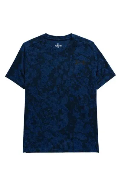 Under Armour Kids' Ua Tech™ Geode Jacquard Performance T-shirt In Tech Blue//black