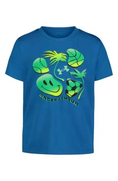 Under Armour Kids' Ua Tech™ Warped Smile Performance Graphic T-shirt In Photon Blue