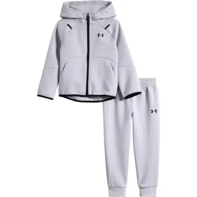 Under Armour Kids' Ua Unstoppable Performance Zip Hoodie & Joggeers Set In Mod Gray