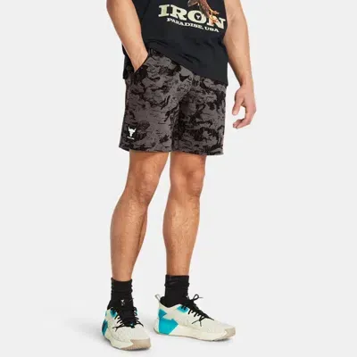 Under Armour Men's Project Rock Essential Fleece Printed Shorts Fresh Clay In Black