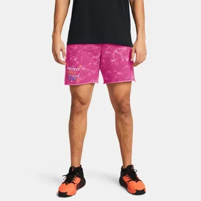 Under Armour Men's Project Rock Terry Printed Ug Shorts Astro Pink