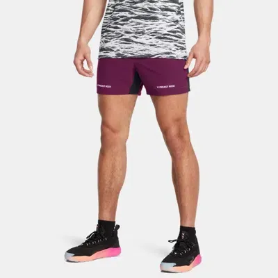 Under Armour Men's Project Rock Ultimate 5" Training Shorts Purple Gemini In Burgundy