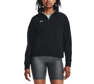 Under Armour Women's Rival Fleece Mock-neck Half-zip Sweatshirt In Black,white