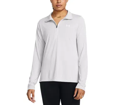 Under Armour Women's Twist Tech Quarter-zip Logo Top In Metallic Silver/mod Gray