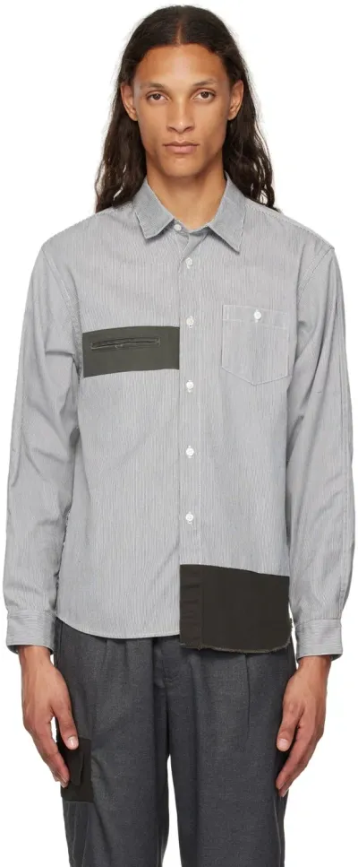 Undercover Black & White Paneled Shirt In Black St