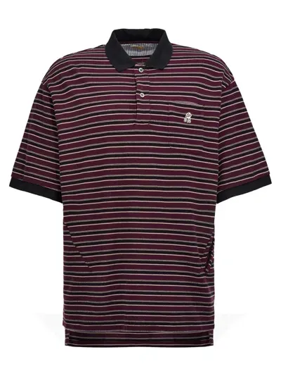 Undercover Patch Striped Polo Shirt In Multicolour