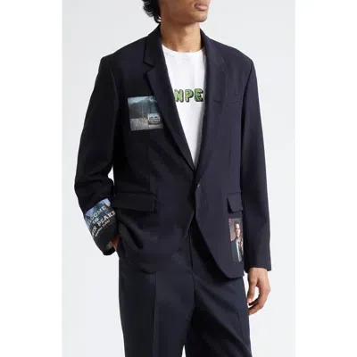 Undercover 'twin Peaks' Single Breasted Wool Blazer In Dark Navy