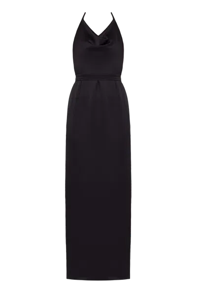 Undress Kalea Black Satin Long Cowl Neck Dress