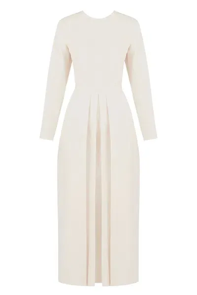 Undress Tilda Pastel Cream Classic Pleated Midi Dress In White