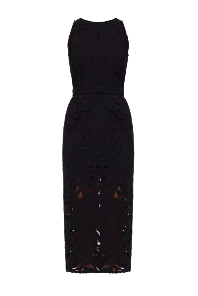 Undress Yema Black Floral Lace Midi Dress With Open Back