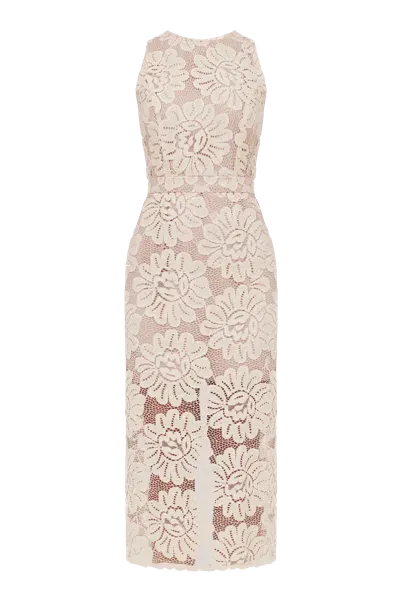 Undress Yema Pastel Floral Lace Cut Out Back Midi Dress