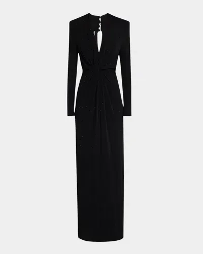 Ungaro Twist-front Rhinestone Gown In Black