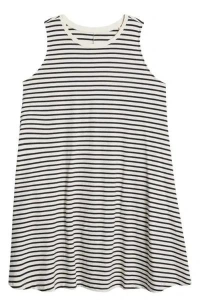 Universal Standard Bay Stripe Cotton Tank Dress In Ecru/black Stripe