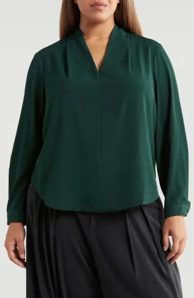 Universal Standard Better Than Crêpe De Chine V-neck Top In Forest Green