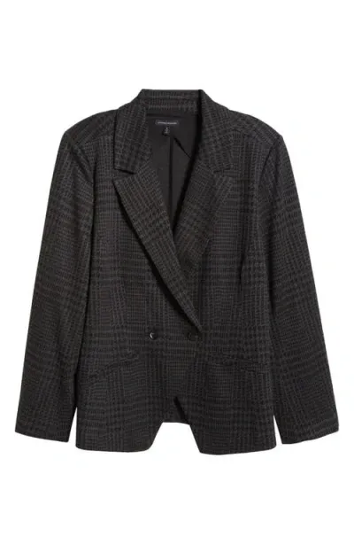 Universal Standard Bianca Stretch Ponte Double Breasted Blazer In Charcoal Houndstooth