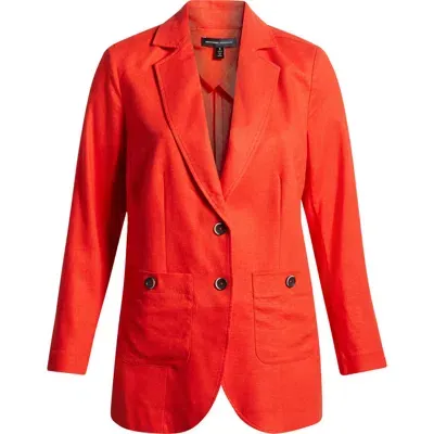 Universal Standard Coastal Linen Blend Blazer In Valiant Poppy