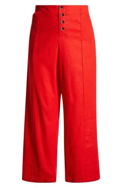 Universal Standard Coastal Midweight High Waist Linen Blend Pants In Valiant Poppy