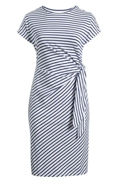 Universal Standard Crescent Knot T-shirt Dress In White/cenote Stripe