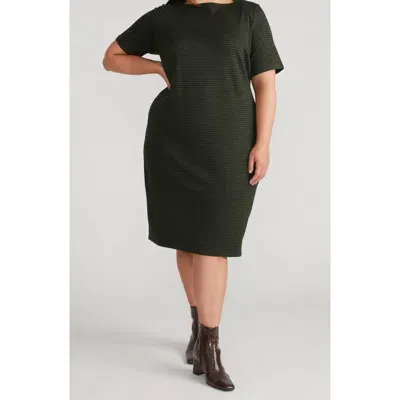 Universal Standard Envelope Neck Ponte Dress In Dark Green Houndstooth