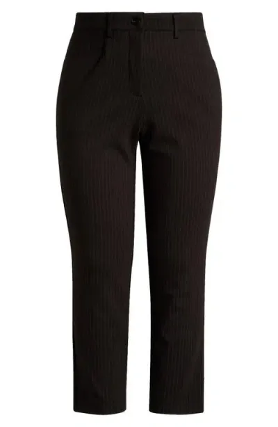 Universal Standard High Waist Stretch Ponte Cigarette Pants In Slate Pinstripe