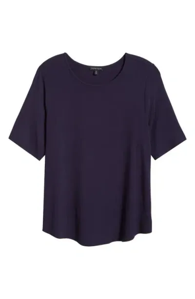 Universal Standard Lily Liquid Jersey Crewneck Top In Midnight